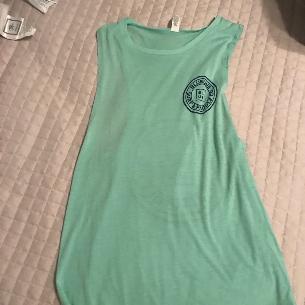 mint green blue line tank